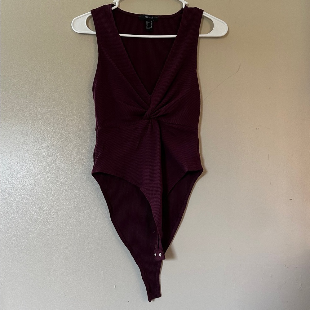 Burgundy Sleeveless Bodysuit - medium
